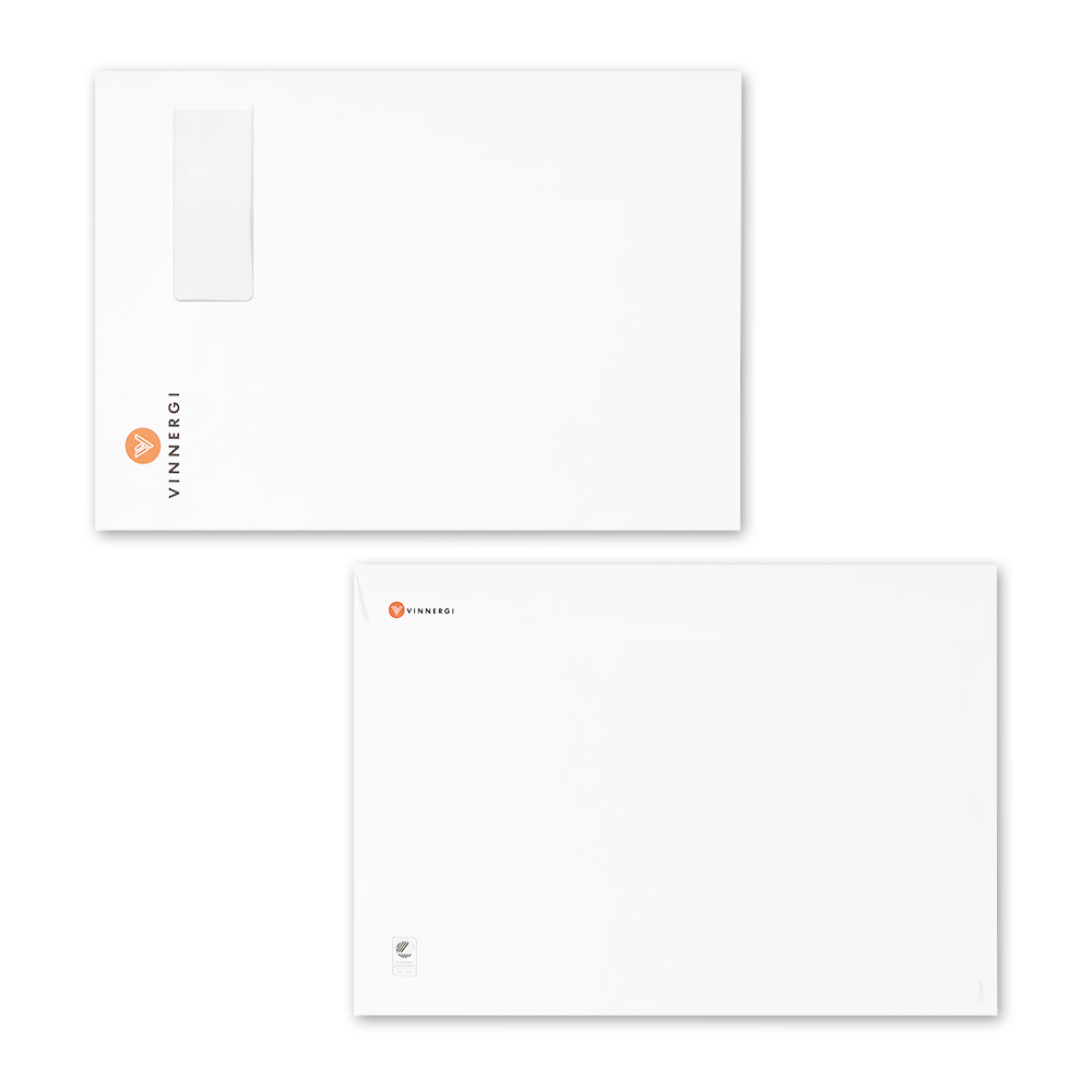 Kuvert C4H2 remsa,  Logo Vinnergi fram och bak